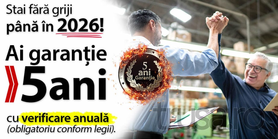 Garantie de 5 ani pentru stingatoarele de incendiu.